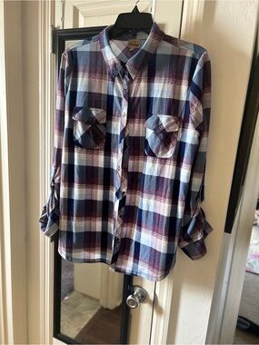 Como Vintage Plaid Shirt in Blue and Burgundy